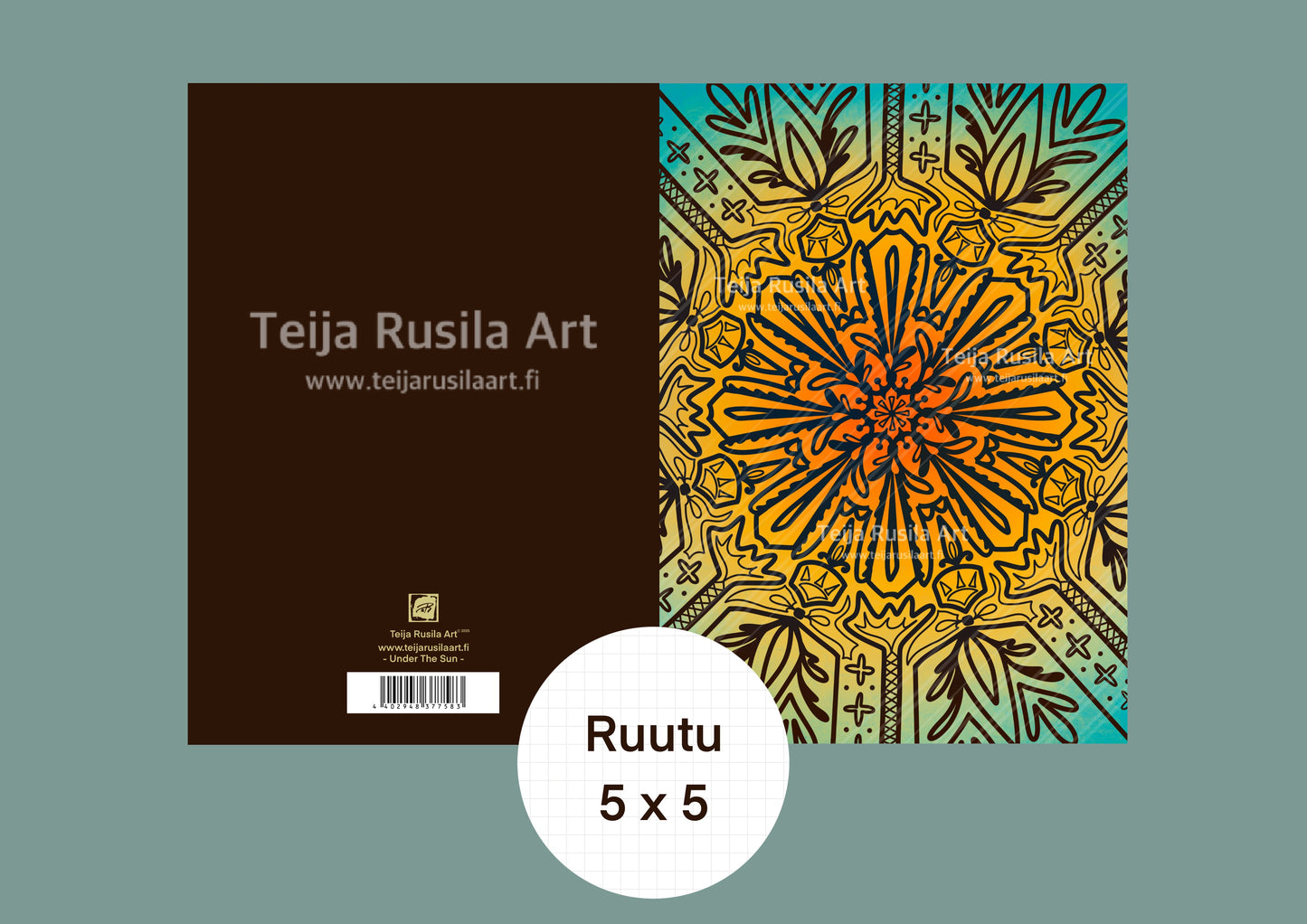Teija Rusila Art | Vihko | Ruutuvihko | A5 | Ruutu 5 x5 | Under the Sun | 🇫🇮