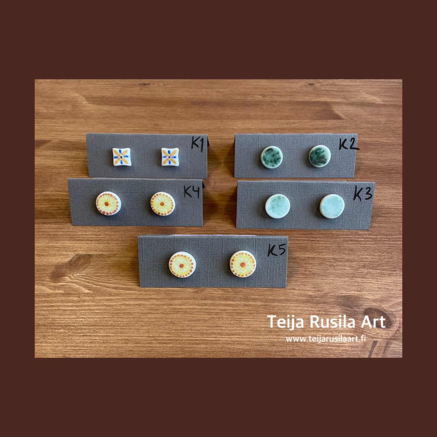 Teija Rusila Art | HANDM | Keramiikkatuotteet | Nappikorvakorut | 🇫🇮