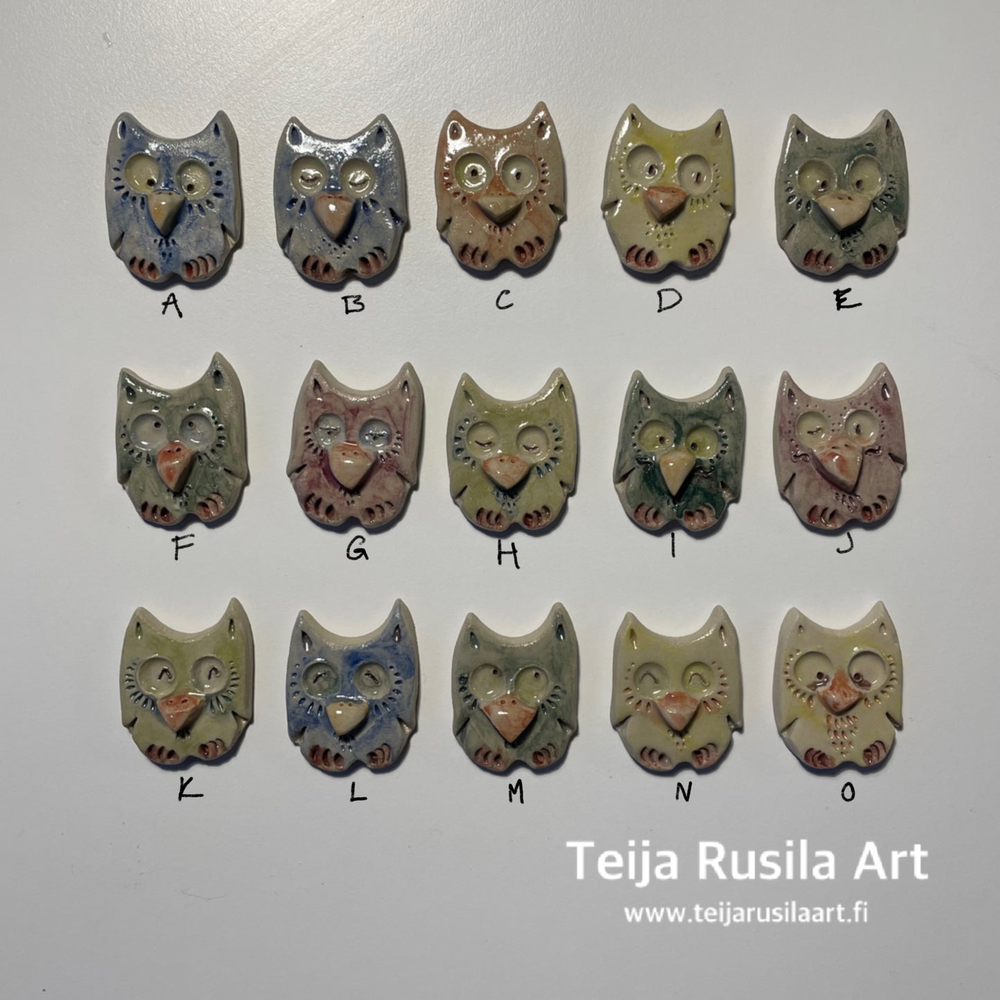 Teija Rusila Art | HANDM | Keramiikkatuotteet | Pöllöklubilaiset | 🇫🇮