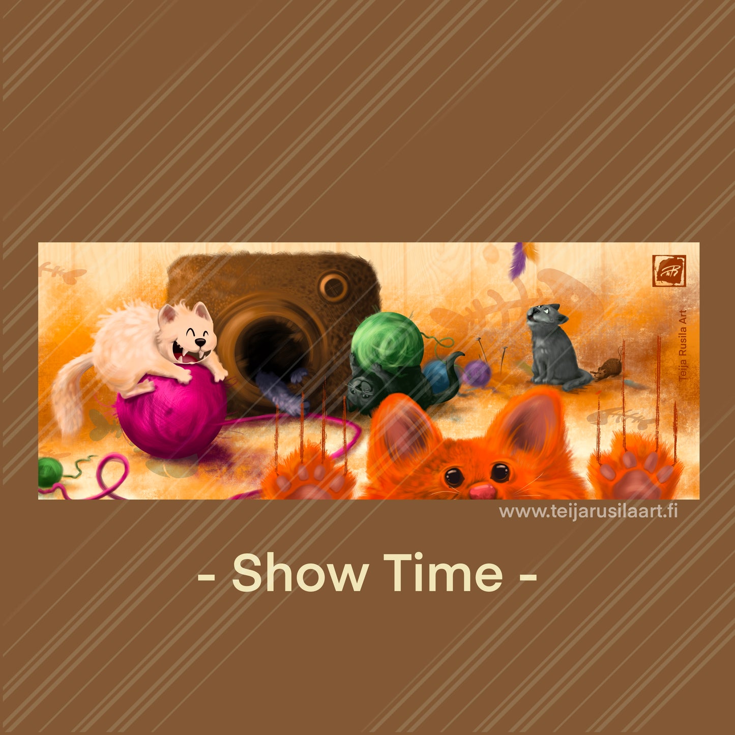 Teija Rusila Art | W | Mug | Muki | Kissamuki | Cat mug | Show Time