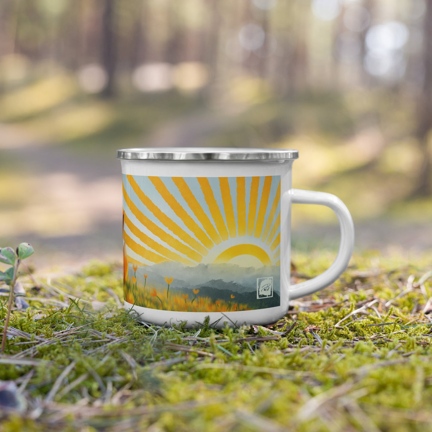 Teija Rusila Art | Enamel Mug | Mukit | Onnellisuudessa kylpijä | Tilaustuote