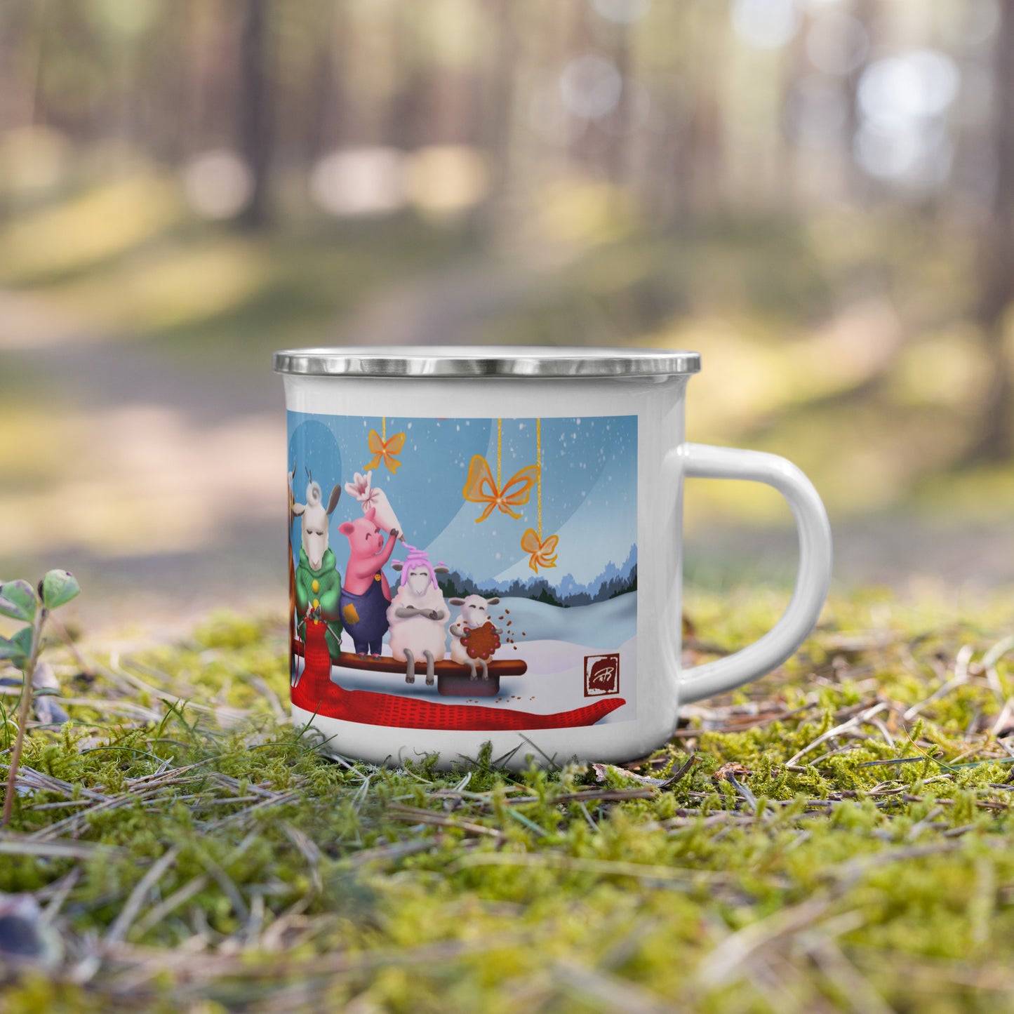Teija Rusila Art | W | Enamel Mug | Mukit | Tila Potretti | Tilaustuote