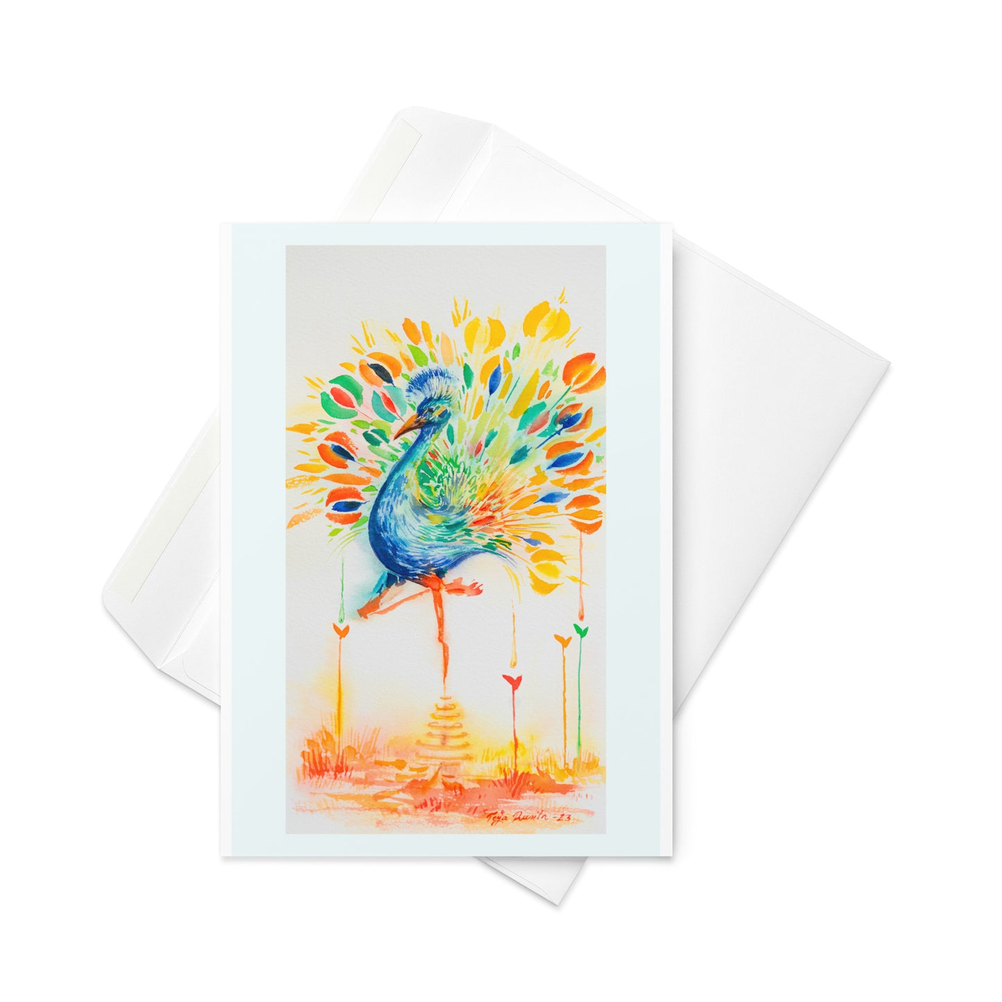 Teija Rusila Art | W | Postcard | Kaksiosainen postikortti | Taidepostikortti | Väreistä rengastettu | Tilaustuote