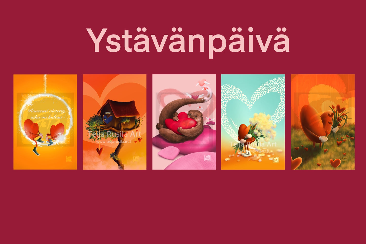 Teija Rusila Art | Postikortti kokoelma | Ystävänpäivä | Y1