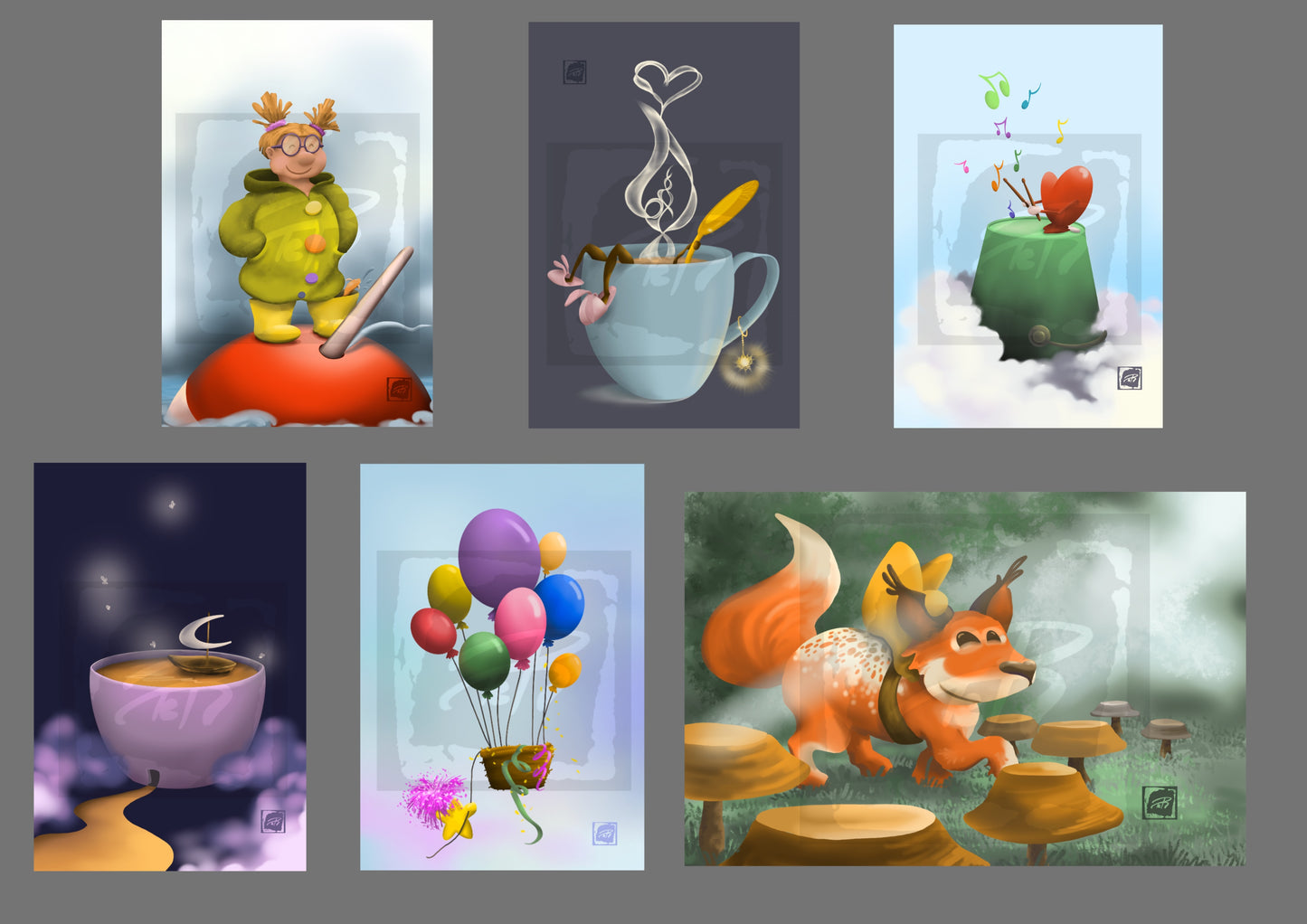 Teija Rusila Art. A collection of 6 postcards