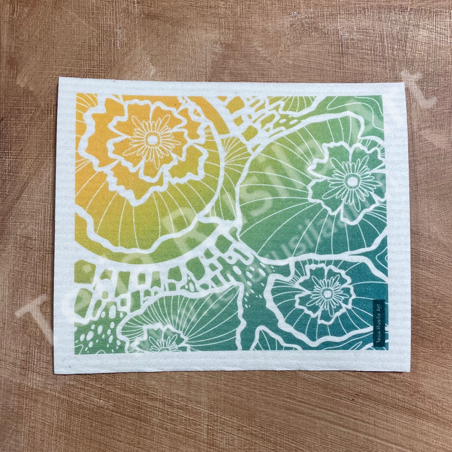 Teija Rusila Art | VTT | Tiskirätti | Biohajoava | Aurinkolammen ulpukat