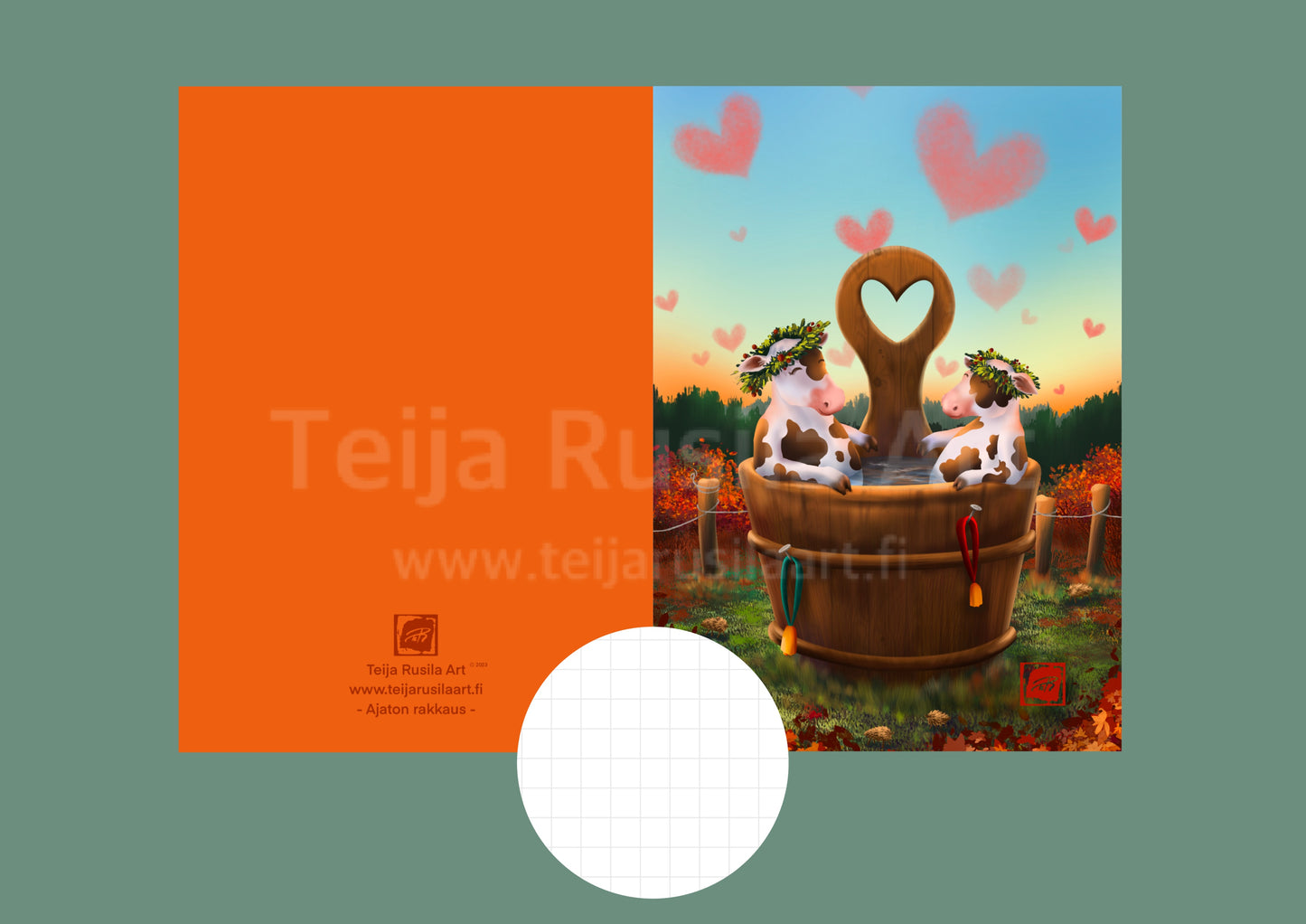 Teija Rusila Art | Vihko | A5 | Ruutuvihko | Ajaton rakkaus | 🇫🇮