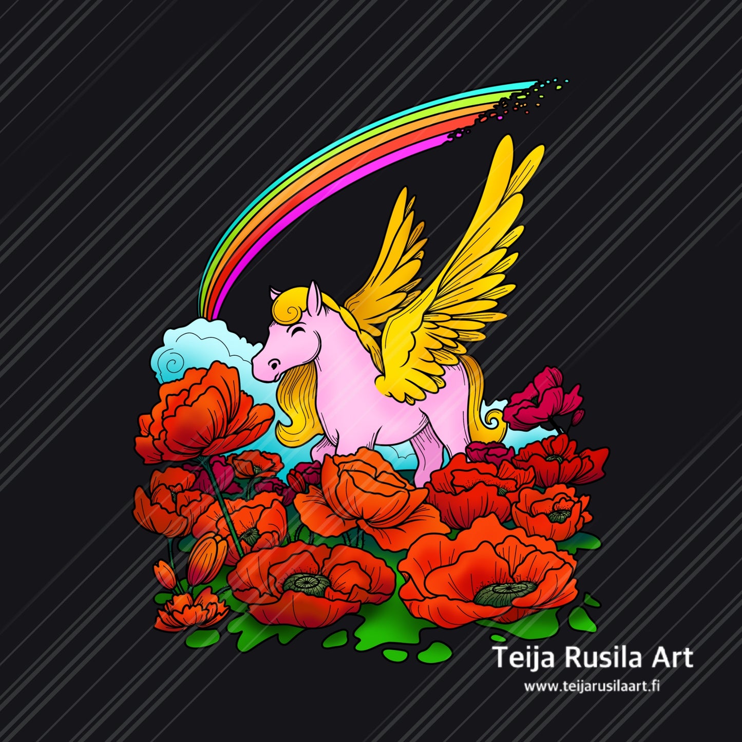 Teija Rusila Art | VTT | Lastenvaatteet | Aikuistenvaatteet | T-paita | Horse of the stories