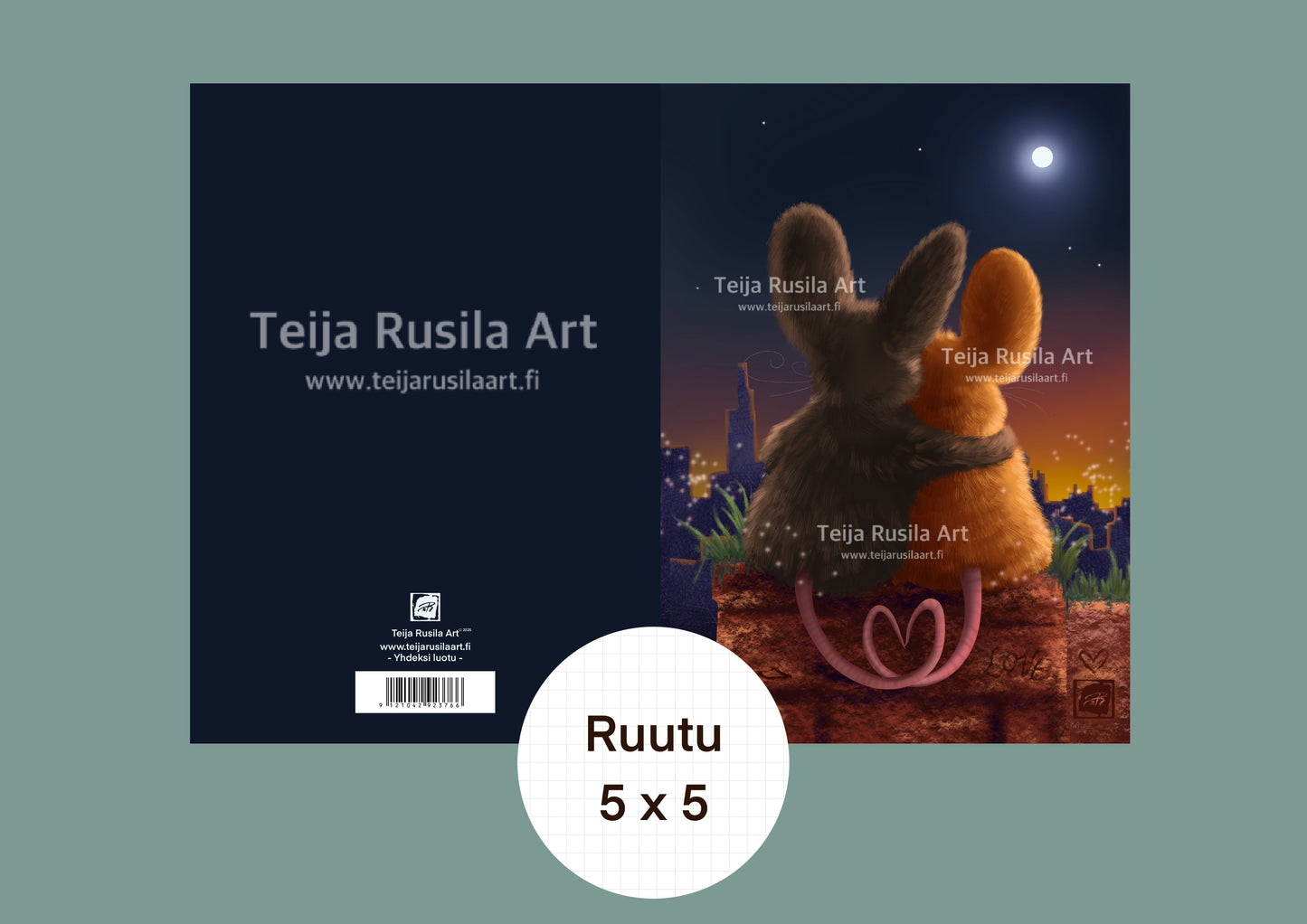 Teija Rusila Art | Vihko | Ruutuvihko | A5 | Ruutu 5 x5 | Yhdeksi luotu | | 🇫🇮