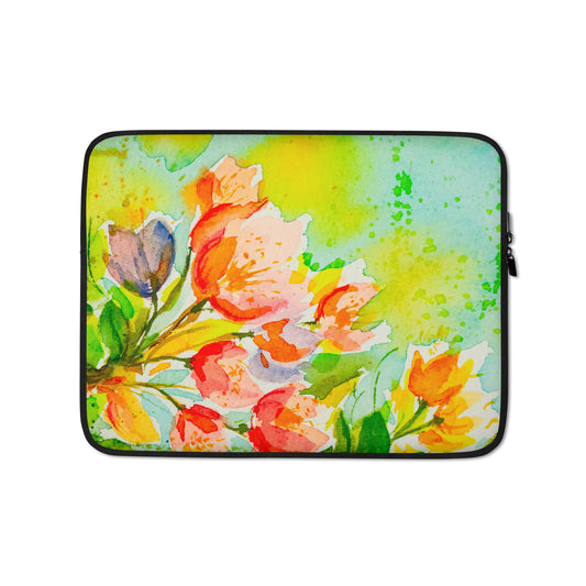 Teija Rusila Art | W | Laptop Sleeve | Kannettavan suojalaukku | Onnellisuudesta kukkivat | Tilaustuote