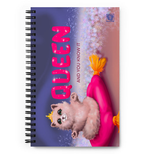 Teija Rusila Art | W | Spiral notebook | Kierrevihko | Cat Queen | Tilaustuote