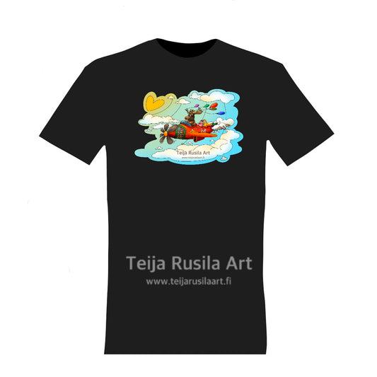 Teija Rusila Art | BRS | Aikuisten t-paita | Lennokas ystävyys | XS-5XL | Musta | 🇫🇮