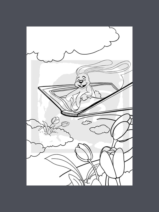 Teija Rusila Art | Flying story | To be colored | A6 postcard