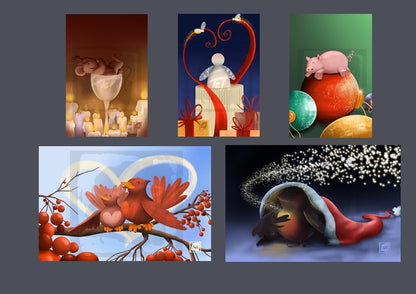 Teija Rusila Art. Collection of 5 postcards (Christmas)