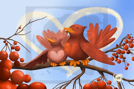 Teija Rusila Art | Sparrows of my heart | A6 postcard | Christmas card