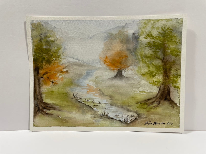 Teija Rusila Art | Watercolor painting | Forest ditch