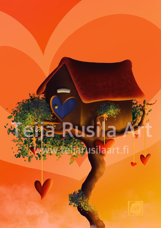 Teija Rusila Art | Rakkauden päämaja | A4 | Taideprintti