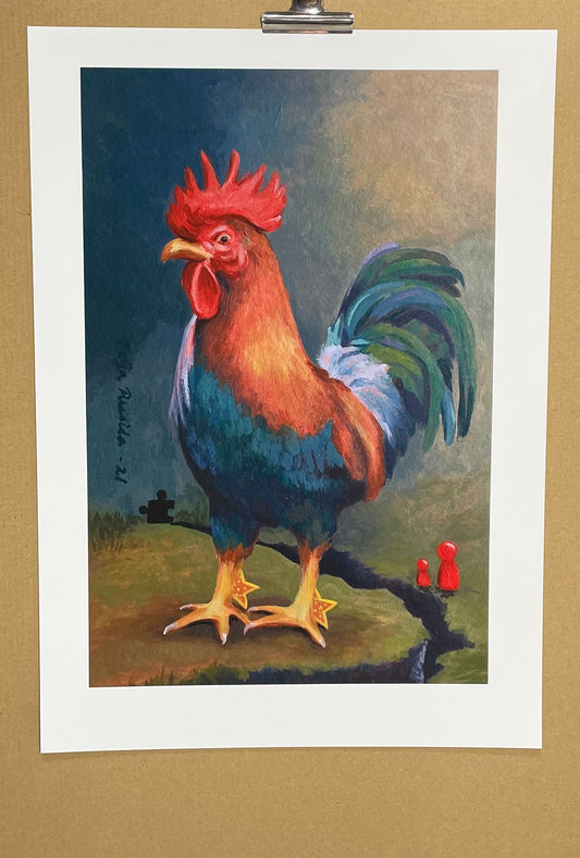 Teija Rusila Art | Taideprintti | A3 | Be your own life rooster