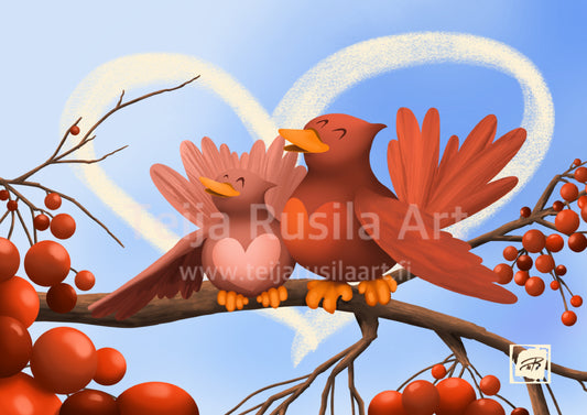 Teija Rusila Art | Sparrows of my heart | A4 | Art print