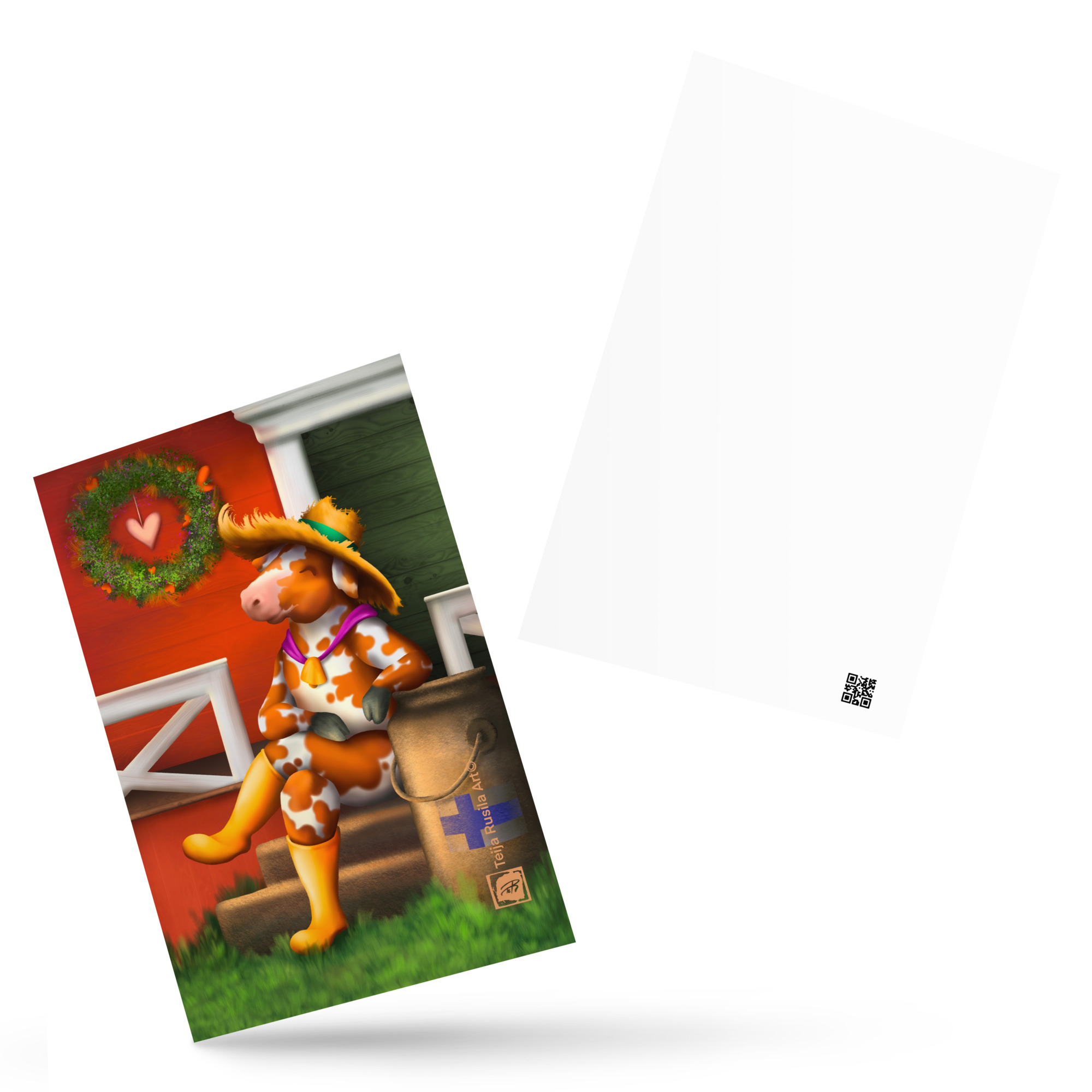 Teija Rusila Art | Standard Postcard | Lehmä- postikortti | Kesän kynnyksellä