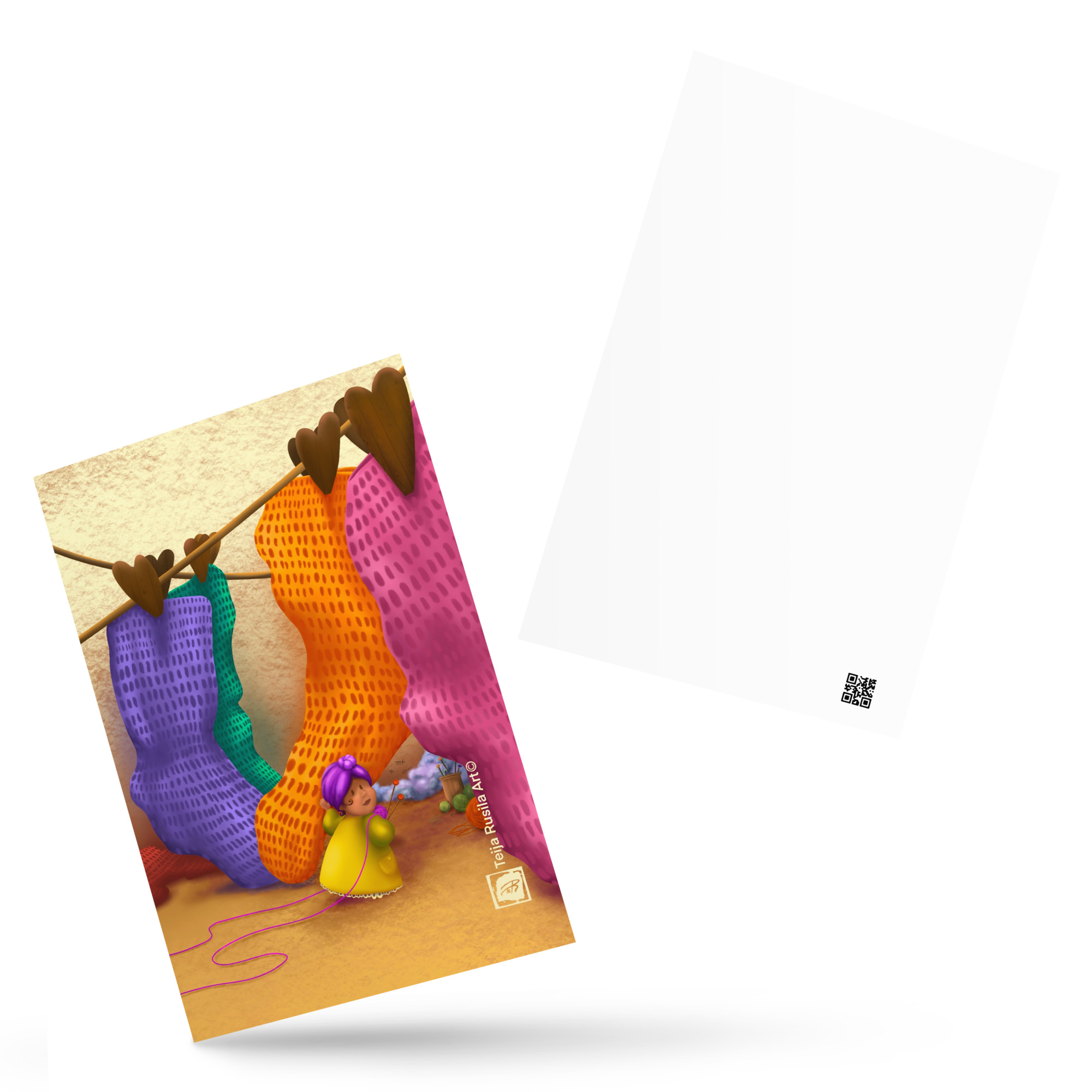 Teija Rusila Art | Standard Postcard | Taidepostikortti | Neulominen | Täti- Muliini