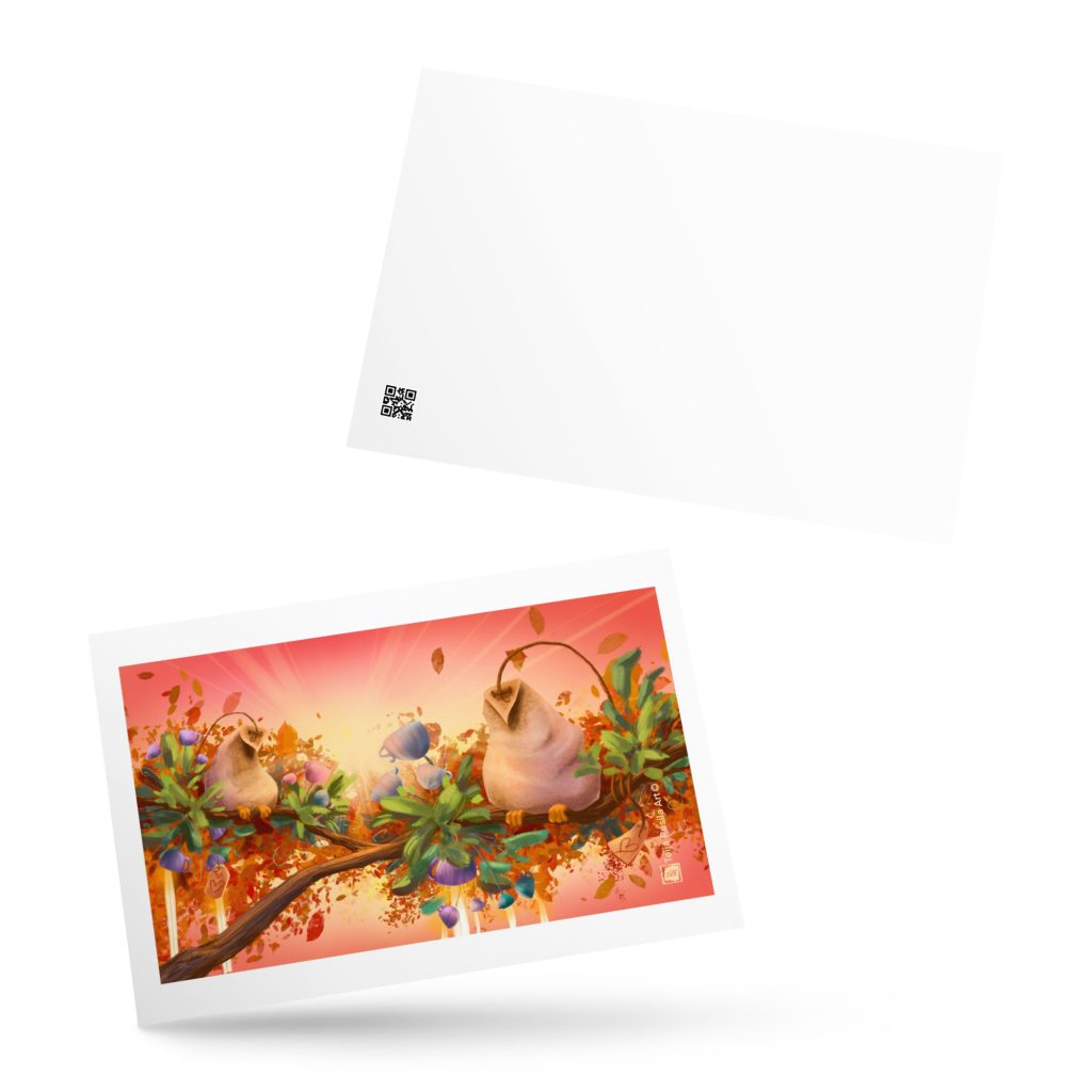 Teija Rusila Art | Standard Postcard | Lintu-postikortti | Tee postikortti | Makuna mansikka